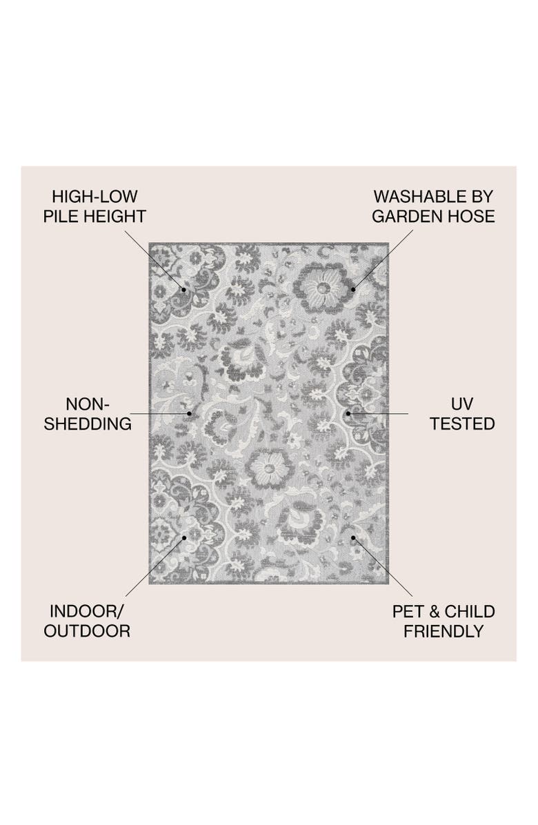 JONATHAN Y Lucena Modern Medallion High-Low Indoor/Outdoor Area Rug, Alternate, color, Light Gray/Ivory