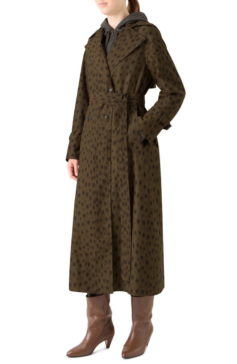 Akris punto Leopard Print Trench Coat, Alternate, color, Hazel-Bark