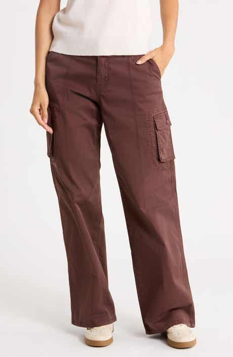 Low Rise Wide Leg Poplin Cargo Pants