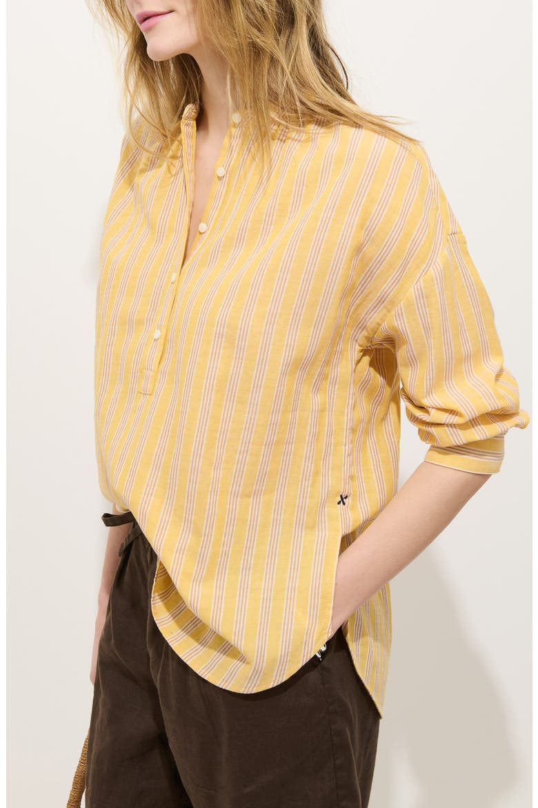 Nina Stripe Popover, Alternate, color, BROWN