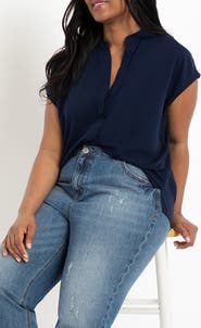 ELOQUII Notch Collar Blouse