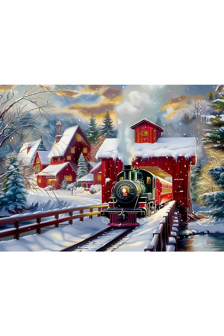 Winter Creek Bridge 1000 piece Jigsaw Puzzle for Adults, Alternate, color, Multicolor