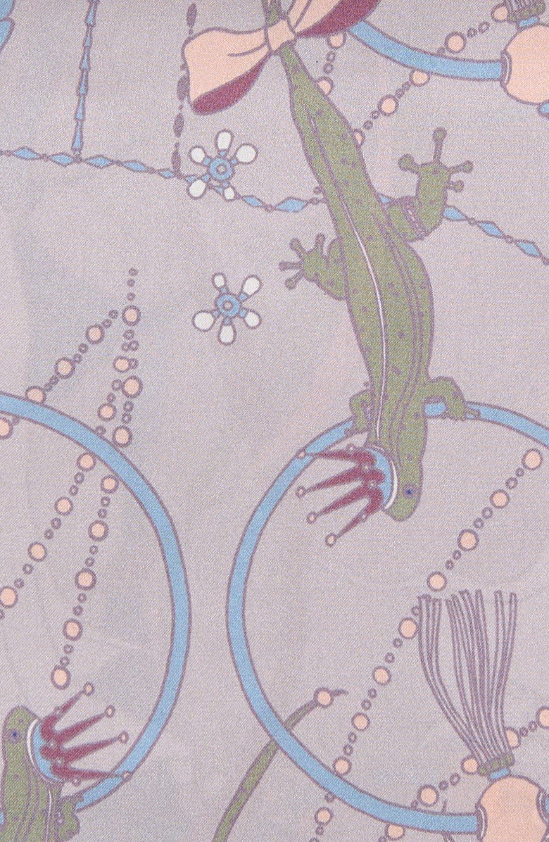 Lost Pattern Datura Silk Pocket Square, Alternate, color, Silver