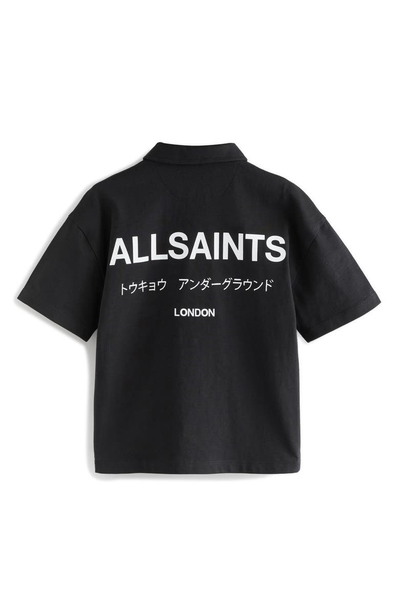 smALLSAINTS by ALLSAINTS Kids' Underground Oversize Cotton Polo, Alternate, color, Black