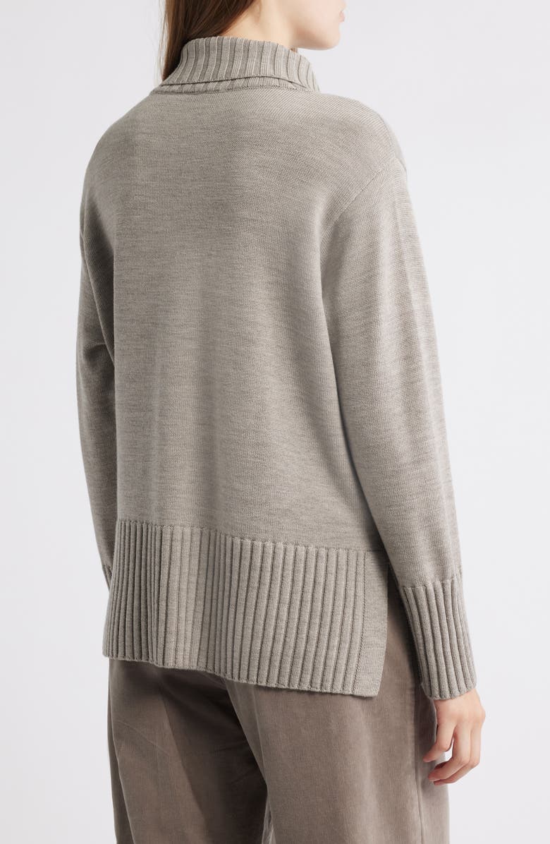 Eileen Fisher Turtleneck Merino Wool Sweater, Alternate, color, Dove