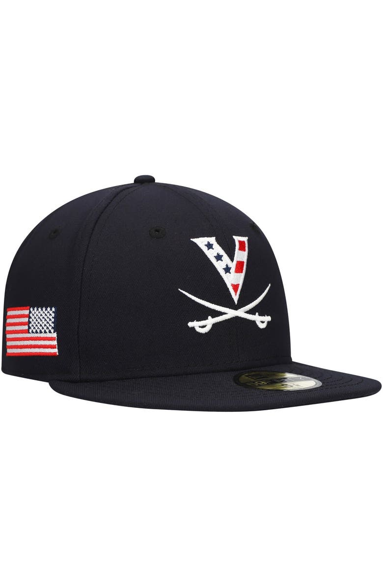 New Era Men's New Era Navy Virginia Cavaliers Red, White & Hoo 59FIFTY Fitted Hat, Main, color,