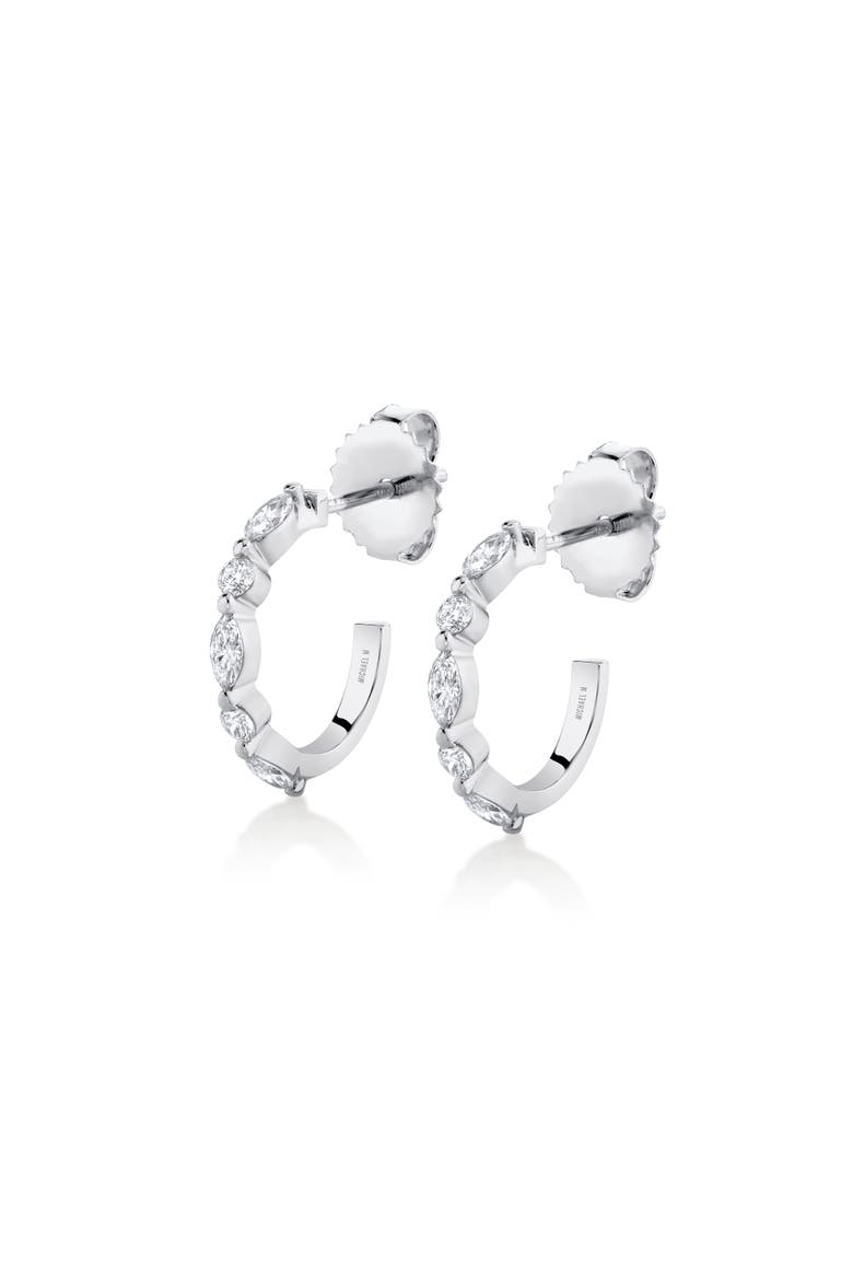 Mini Montage Marquise and Round Cut Diamond Hoop Earrings, Alternate, color, White Gold