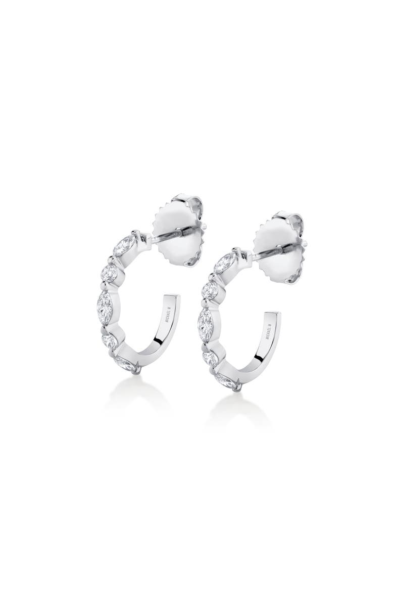 Michael M Mini Montage Marquise and Round Cut Diamond Hoop Earrings, Alternate, color, White Gold