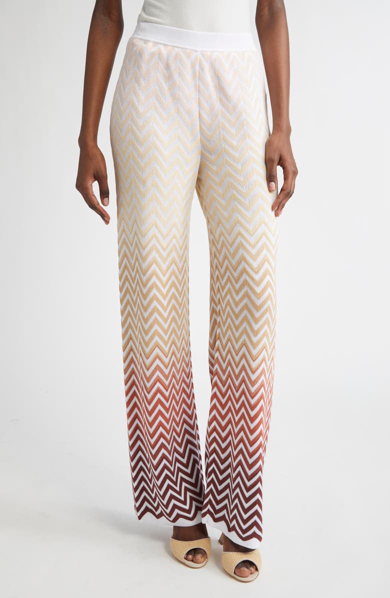 Missoni Gradient Zigzag Jacquard Knit Wide Leg Pants, Main, color, 