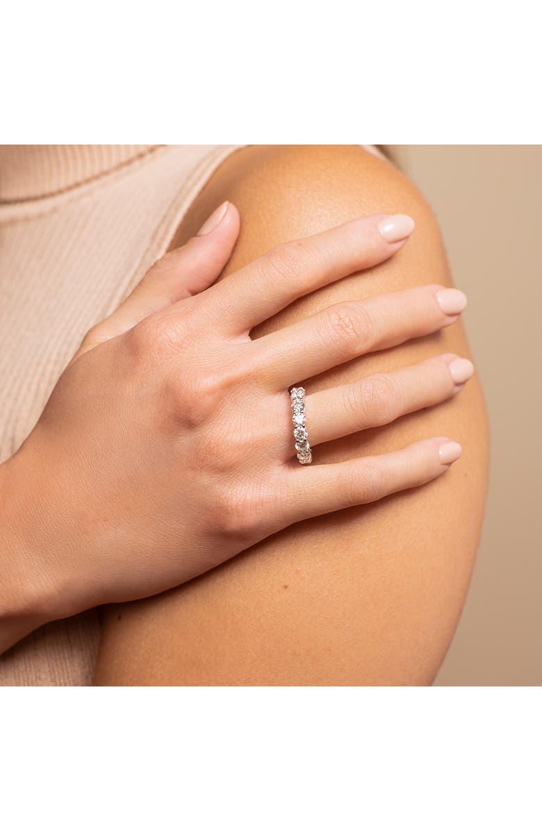 HauteCarat Round Cut Lab Created Diamond 18K Gold Eternity Band Ring, Alternate, color, White Gold