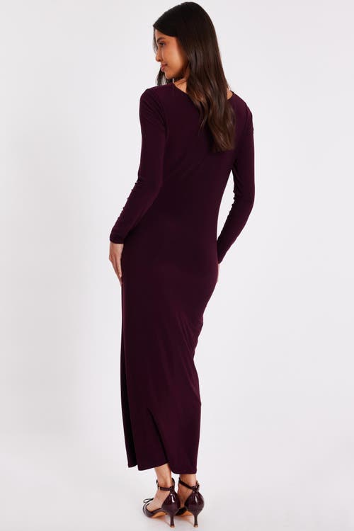 Quiz Ity Long Sleeve Maxi Dress In Purple