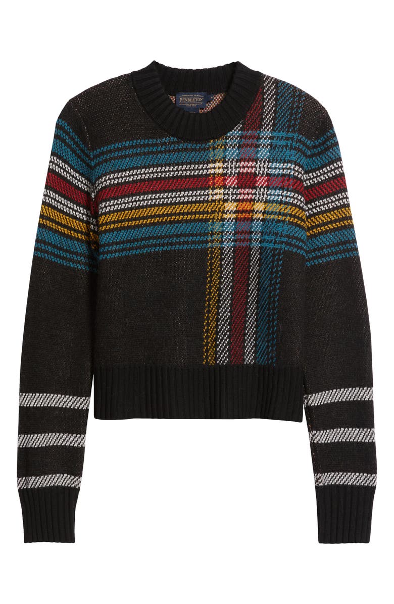 Pendleton Plaid Jacquard Merino Wool Crewneck Sweater, Alternate, color, 