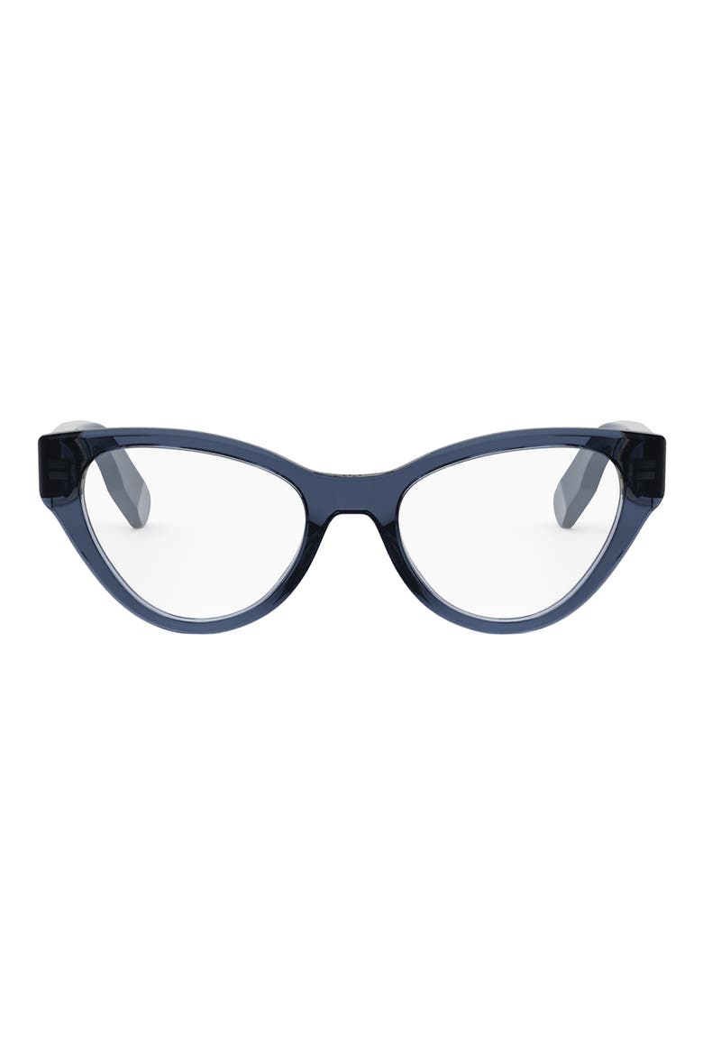 Lady 95.22 O B1I 52mm Cat Eye Optical Glasses, Main, color, SHINY BLUE