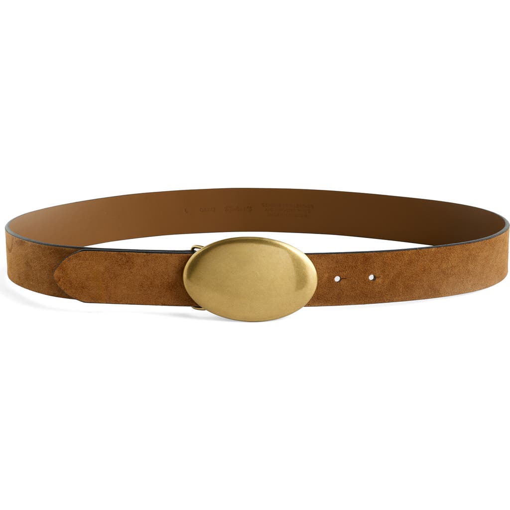 Madewell Oval Buckle Suede Belt in Aged Cognac at Nordstrom, Size Large