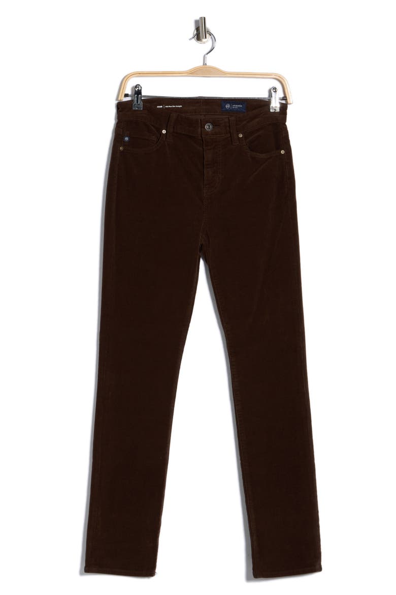 Mari Mid Rise Slim Straight Leg Velvet Jeans, Alternate, color, RICH UMBER