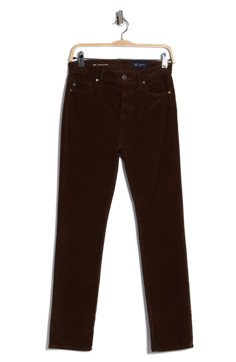 AG Mari Mid Rise Slim Straight Leg Velvet Jeans, Alternate, color, Rich Umber