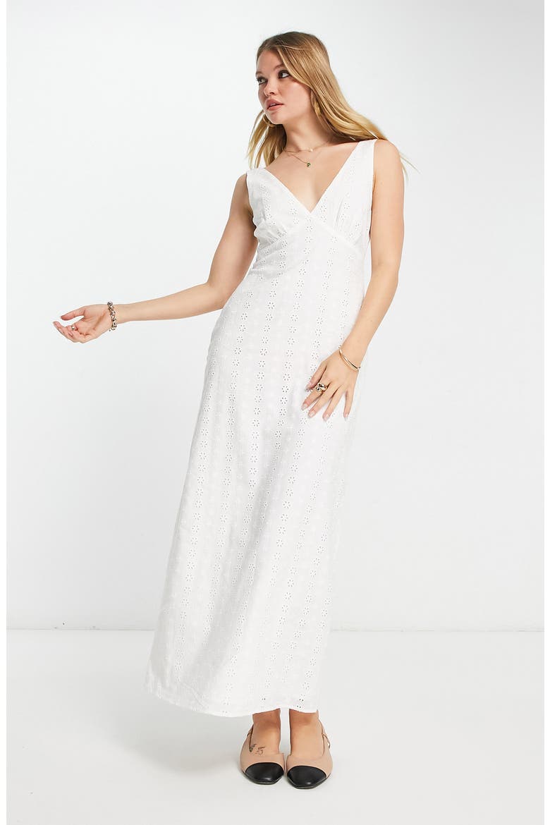 Broderie Maxi Dress, Alternate, color, WHITE
