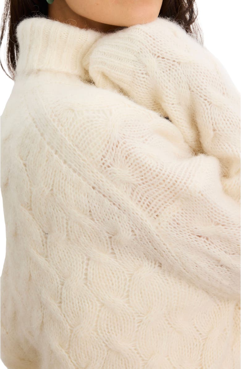 HATCH The Sophie Alpaca Cable Turtleneck, Alternate, color, Ivory