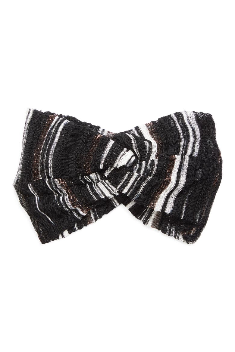 Knotted Stripe Wool Blend Headband, Main, color, 0002 BLACK MULTI