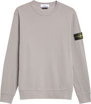 Stone Island Compass Logo Patch Cotton Crewneck Sweatshirt