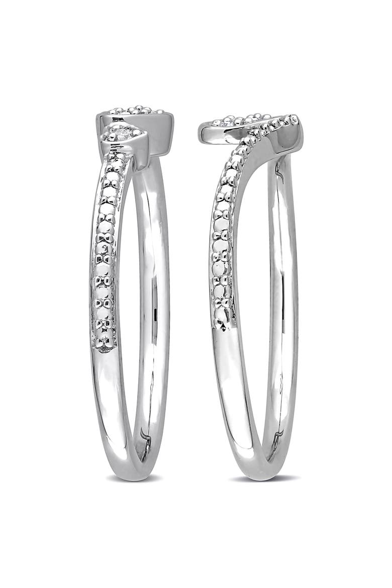 Set of 2 Sterling Silver Pavé Diamond Heart Stackable Rings - 0.07ct., Alternate, color, WHITE
