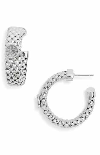 Diamond Circle Textured Hoop Earrings