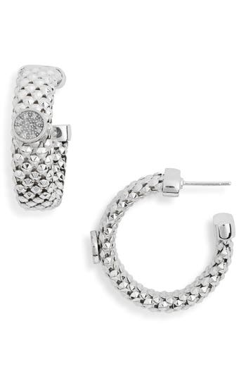 Meshmerise Diamond Circle Textured Hoop Earrings In White Gold