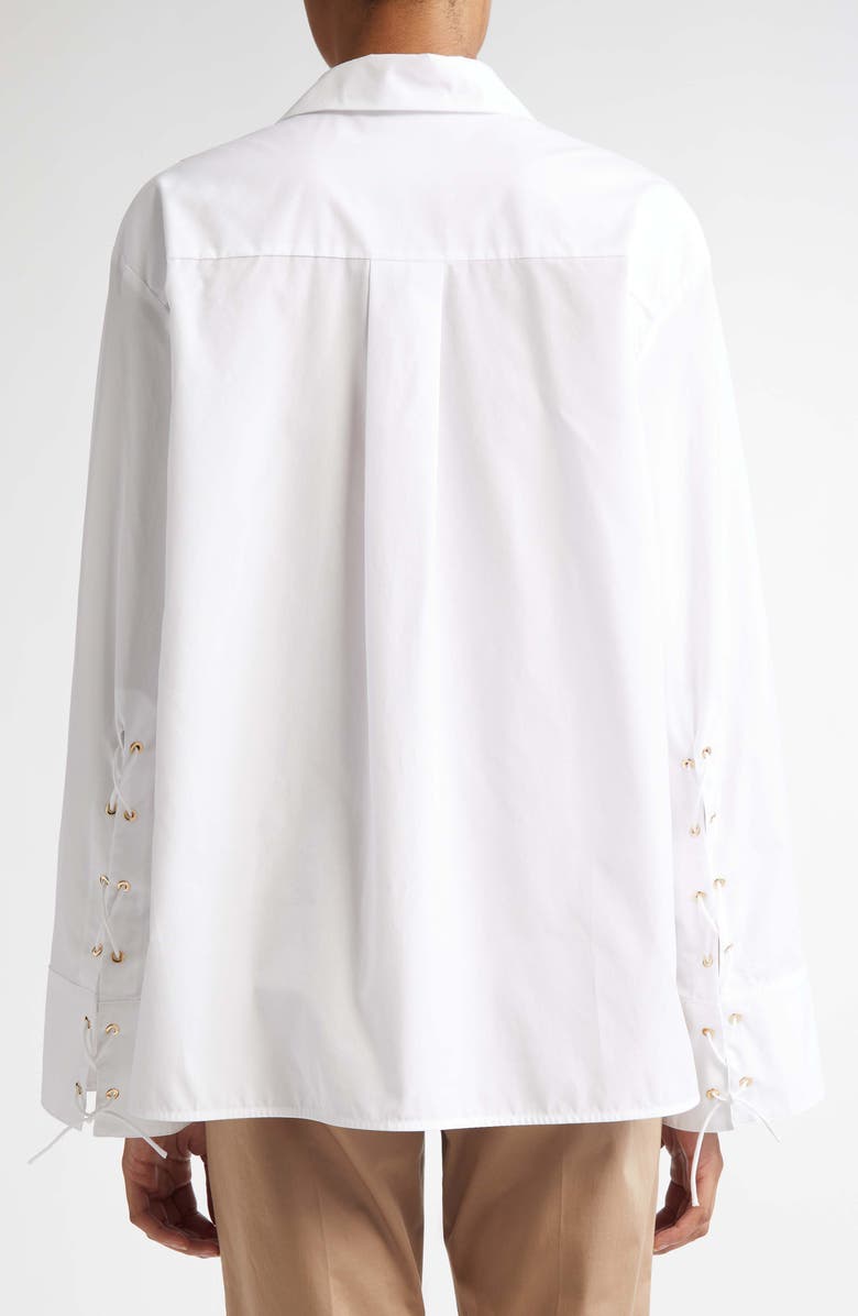 Max Mara Marte Lace Inset Button-Up Shirt, Alternate, color, Optical White