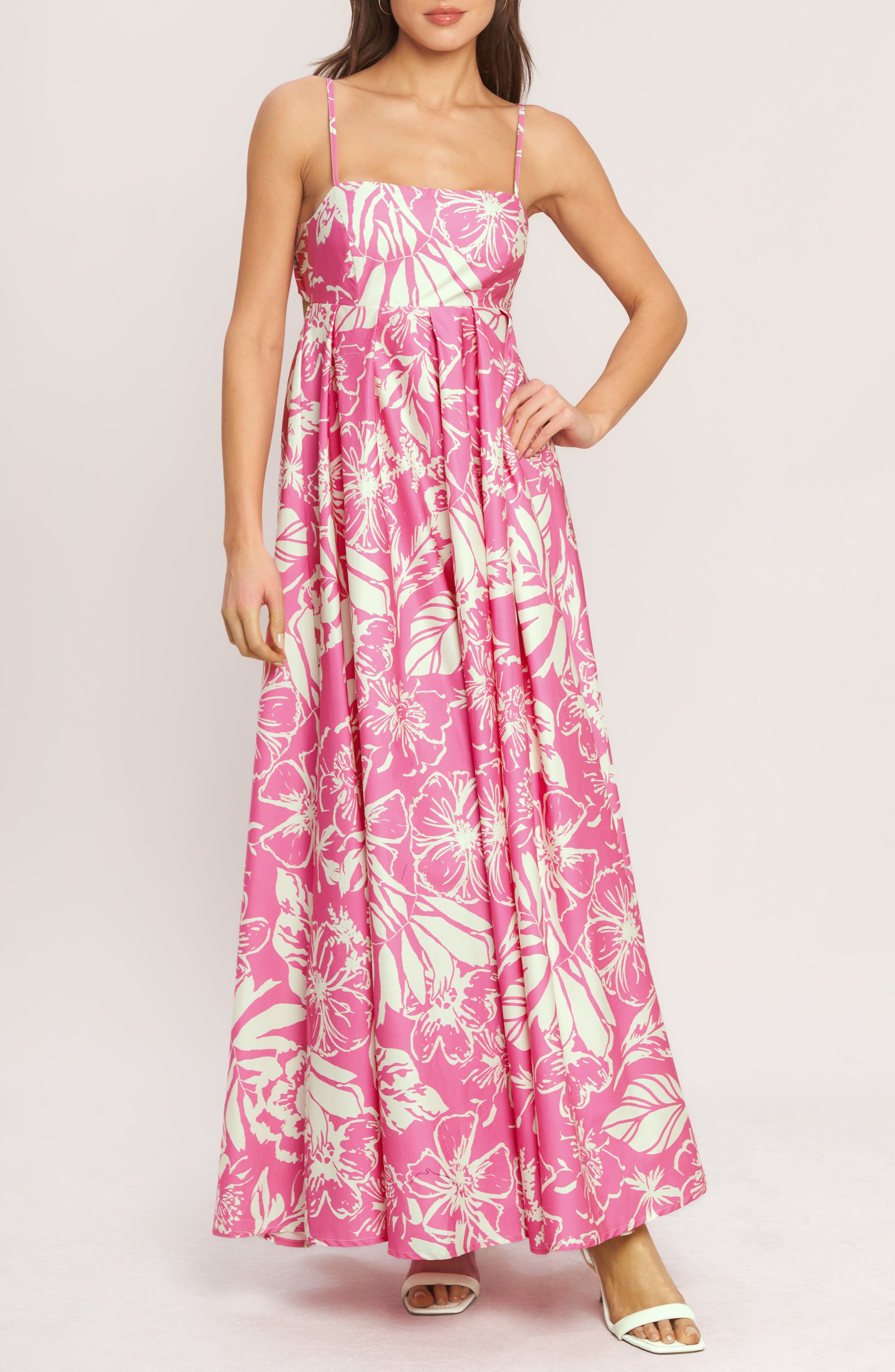FLYING TOMATO Print Cotton Maxi Dress