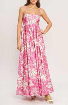 FLYING TOMATO Print Cotton Maxi Dress