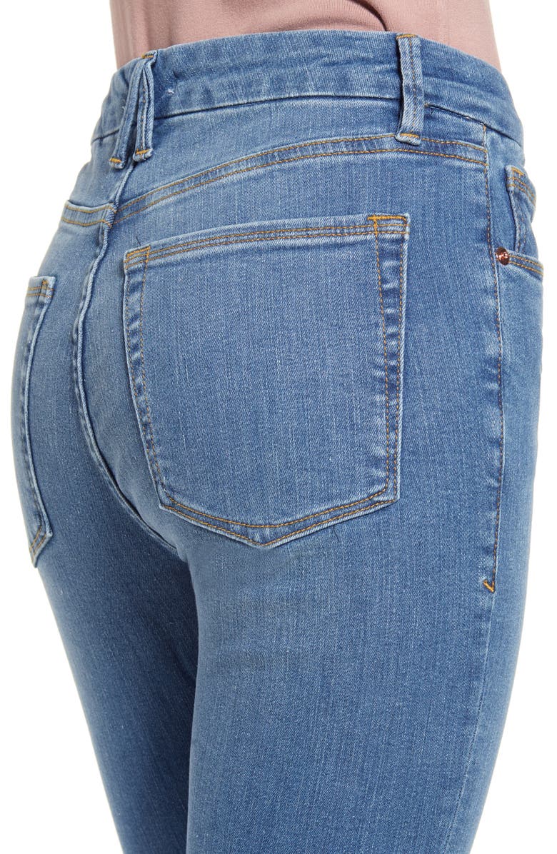 Good American Good Legs High Waist Jagged Fray Hem Skinny Jeans, Alternate, color, 