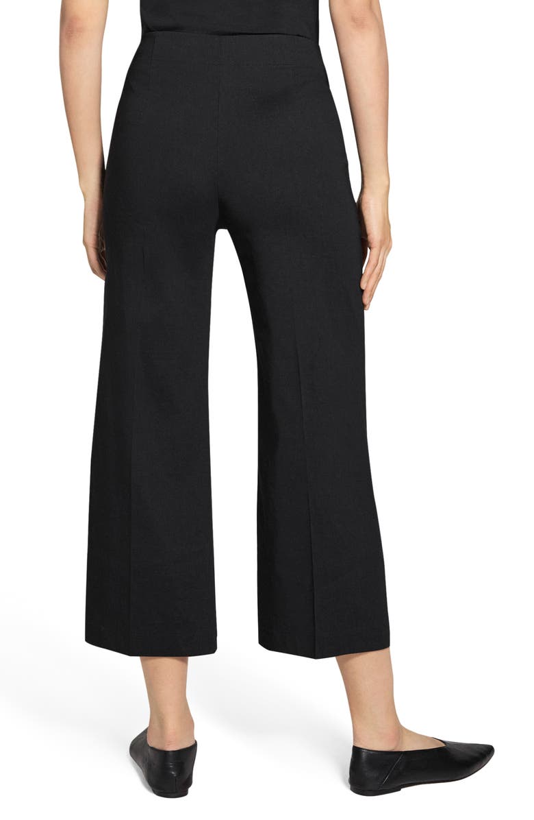 Theory Clean Terena Crop Wide Leg Linen Blend Pants, Alternate, color, Black