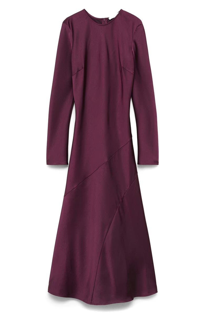 MANGO Seam Detail Long Sleeve Satin Dress, Alternate, color, 
