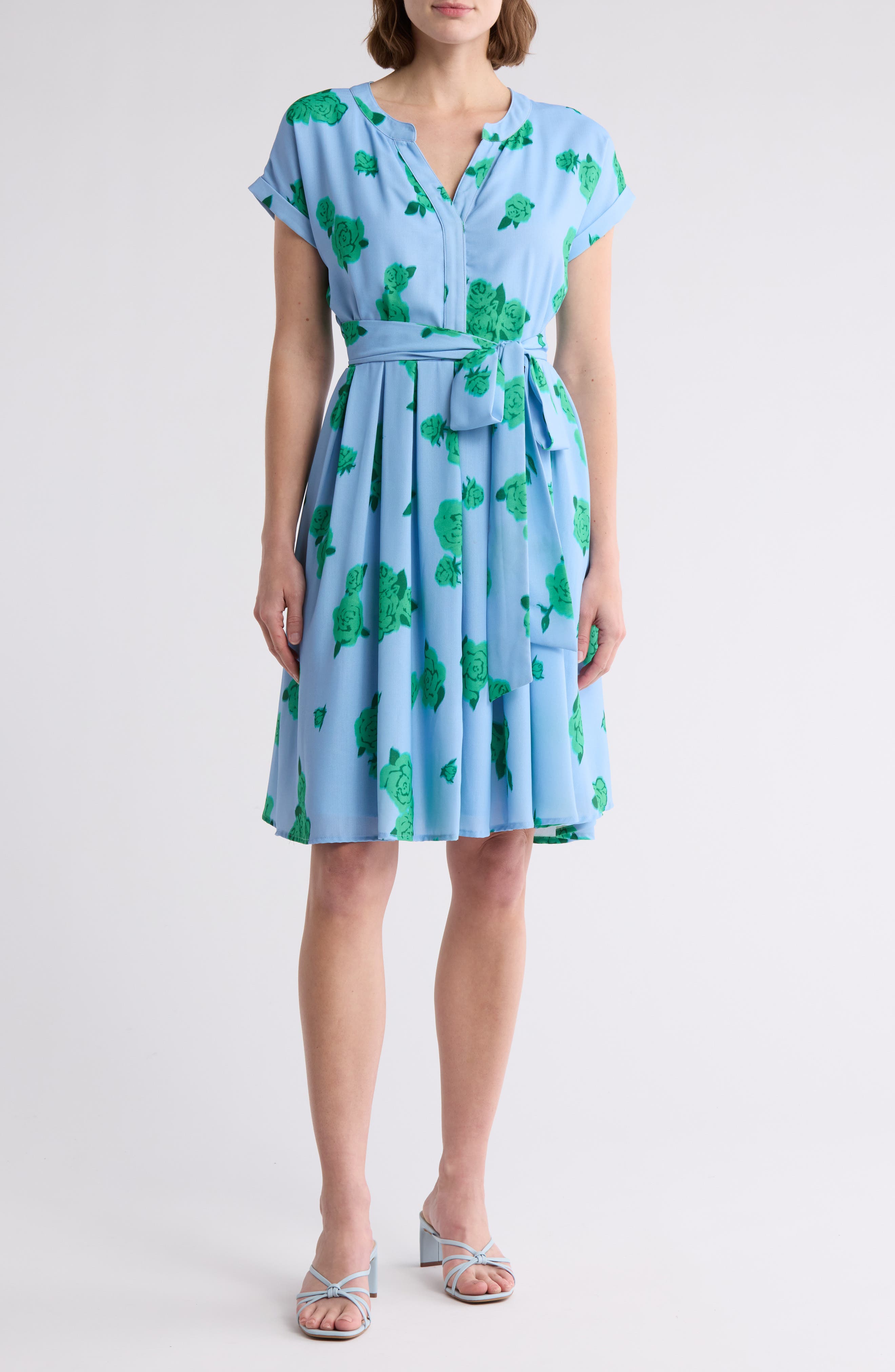 AREA STARS Belted Cap Sleeve Dress