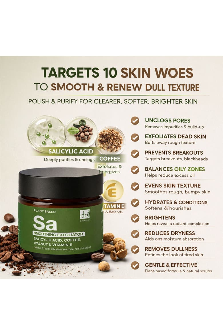 Anti-Ageing Salicylic Acid Exfoliator with Coffee, Walnut & Vitamin E, Alternate, color, None
