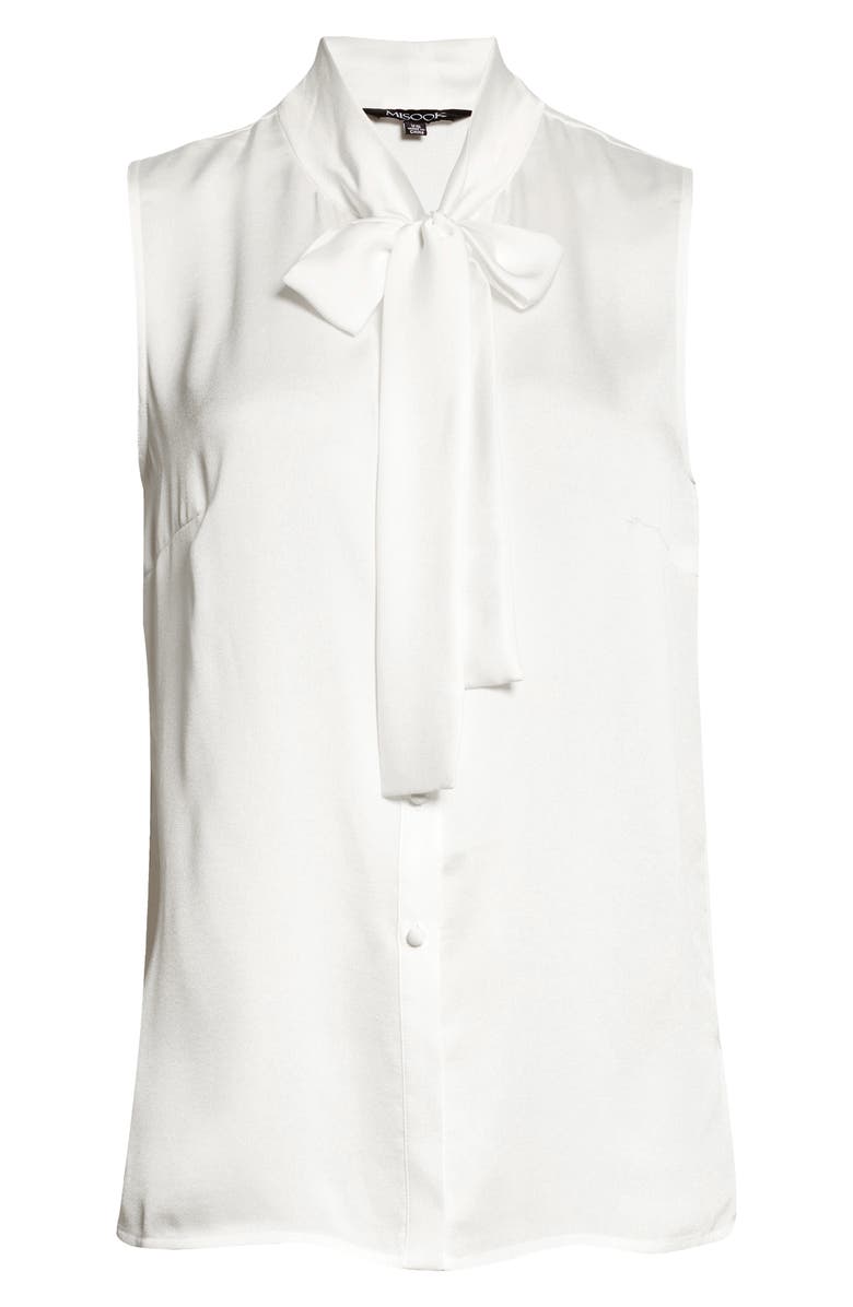 Misook Tie Neck Sleeveless Blouse, Alternate, color, White