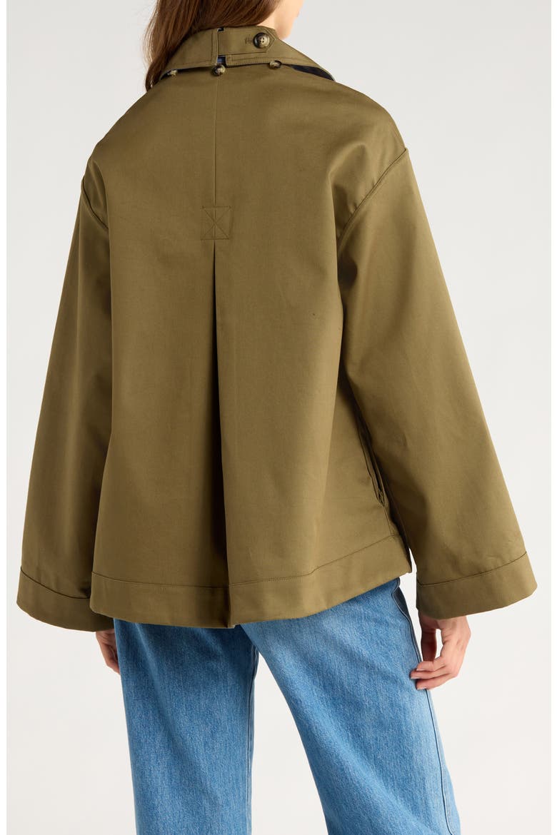 Jerry Reversible Crop Organic Cotton Trench Coat, Alternate, color, OLIVE