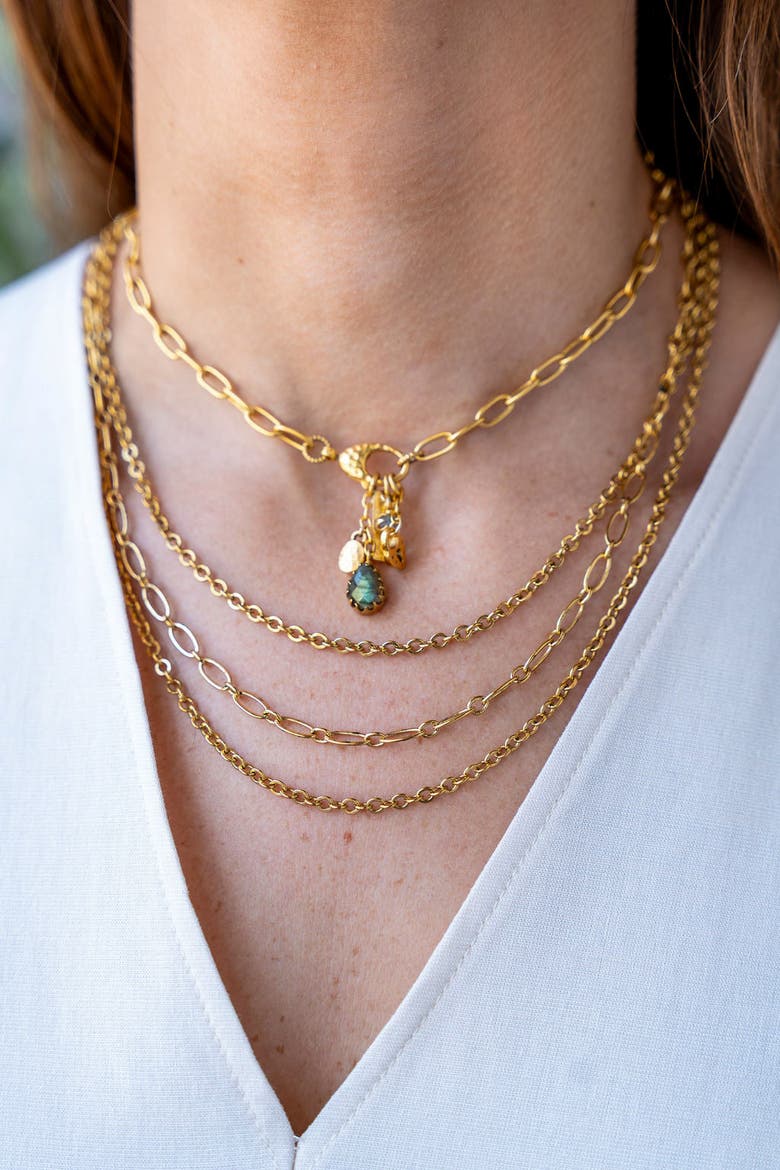 Labradorite Talisman Drop Necklace, Alternate, color, Gold