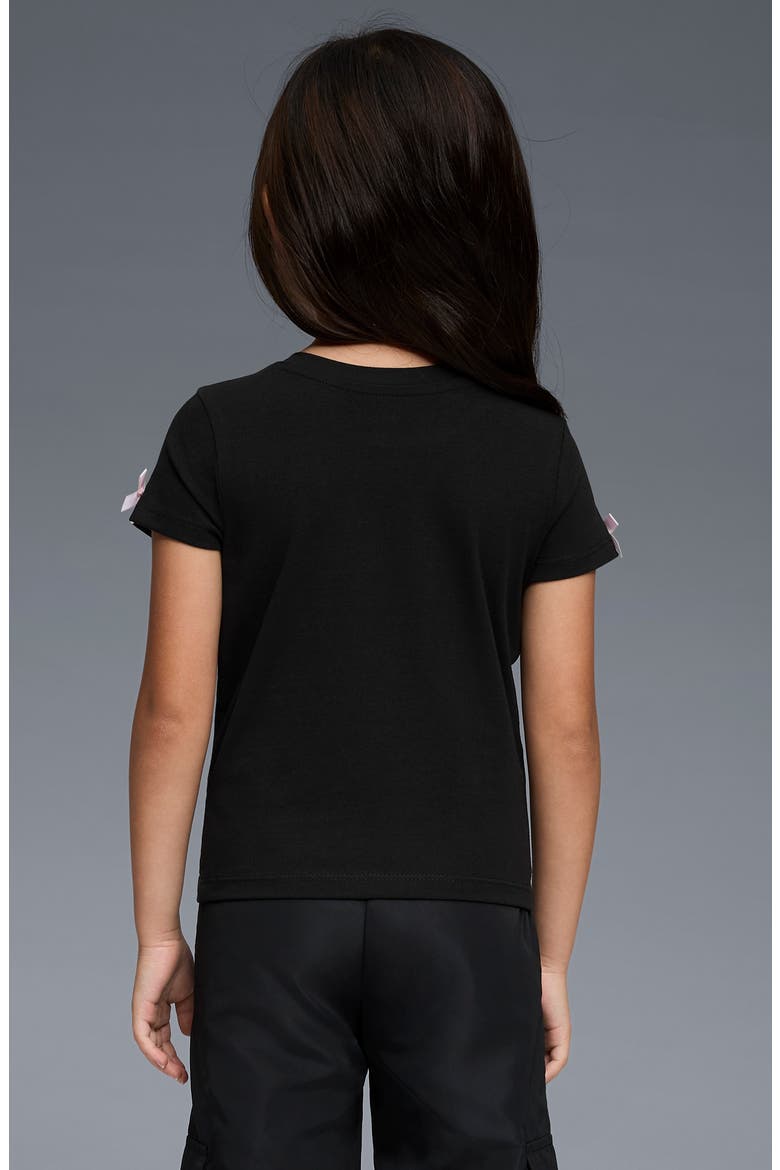Kids' Bow Society Stretch Cotton T-Shirt, Alternate, color, PUMA BLACK