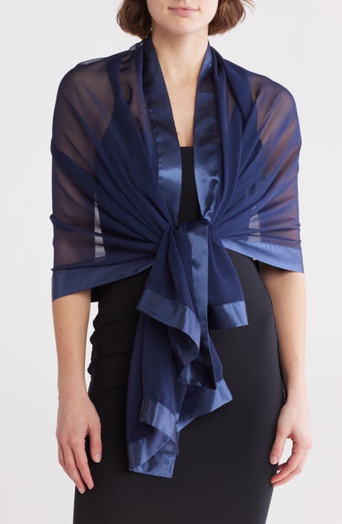 Oversize Chiffon Border Scarf