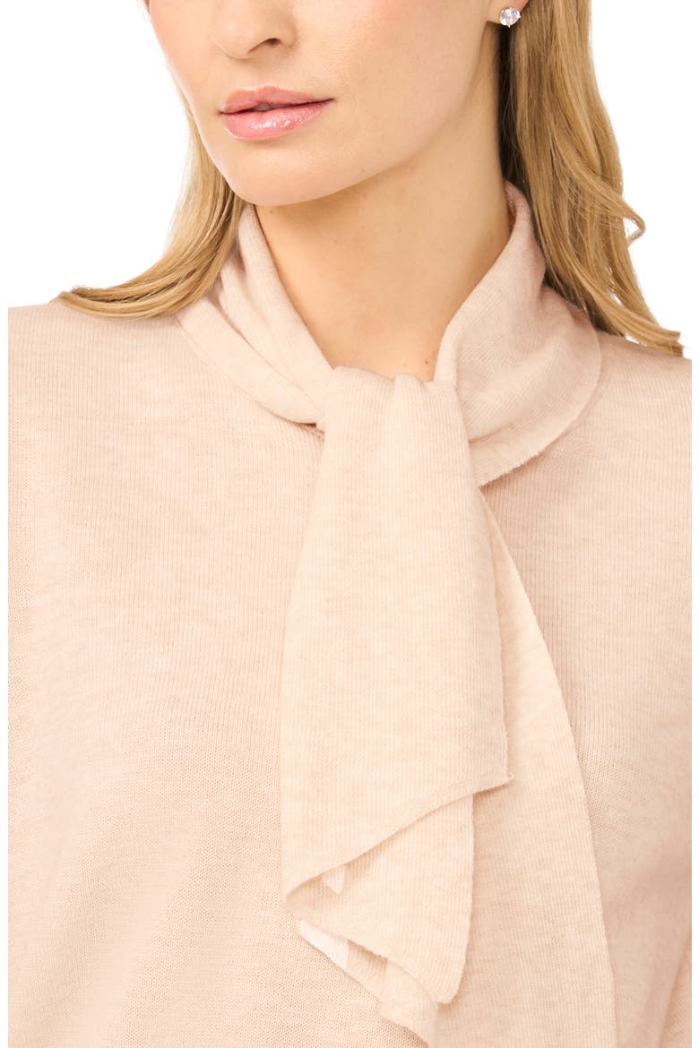 Tie Neck Short Sleeve Sweater, Alternate, color, FRENCH TAUPE