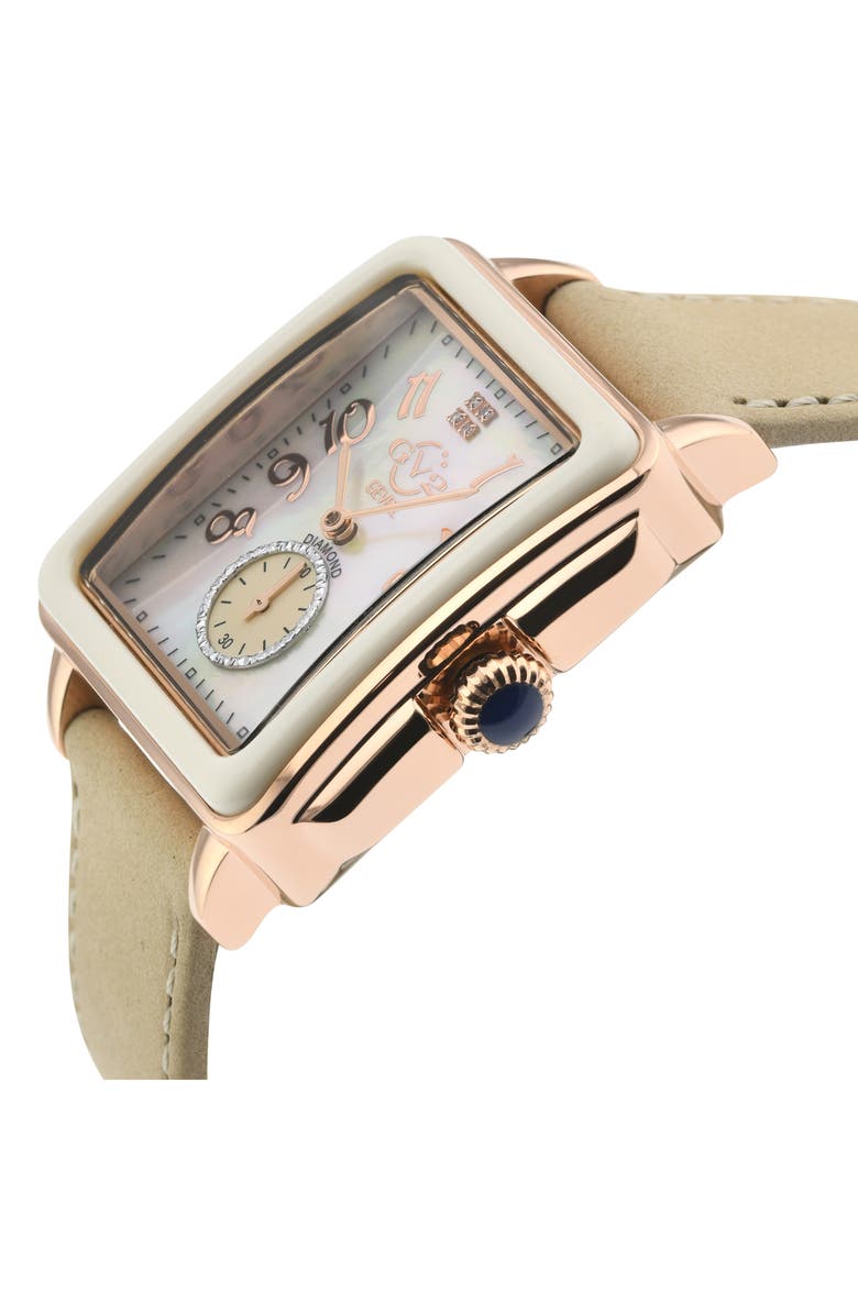 GV2 Women's Bari Enamel with Diamond Dial Leather Strap Watch, 37mm, Alternate, color, 