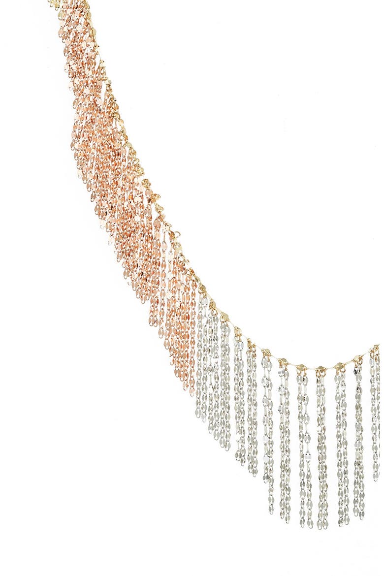 Jewelry 'Nude' Tri-Color Fringe Necklace, Alternate, color, YELLOW/ ROSE/ WHITE GOLD