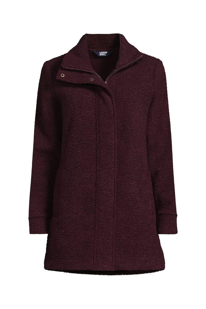 Tall Boucle Fleece Coat, Alternate, color, Lush Burgundy