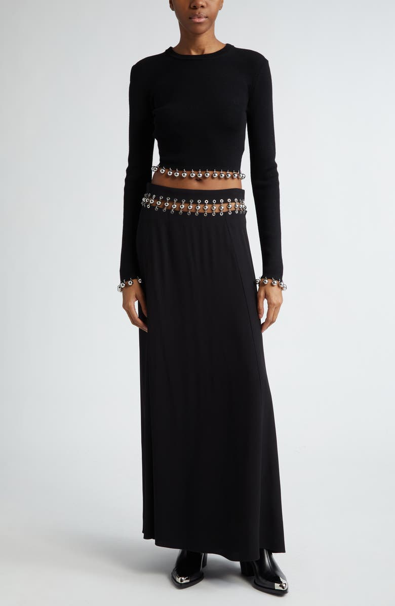 Rabanne Cutout Waist Jersey Skirt, Alternate, color, 