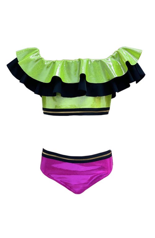 Nessi Byrd Shimmer Off-shoulder Ruffle Two-piece Bikini, Little Kid-big Kid In Multi