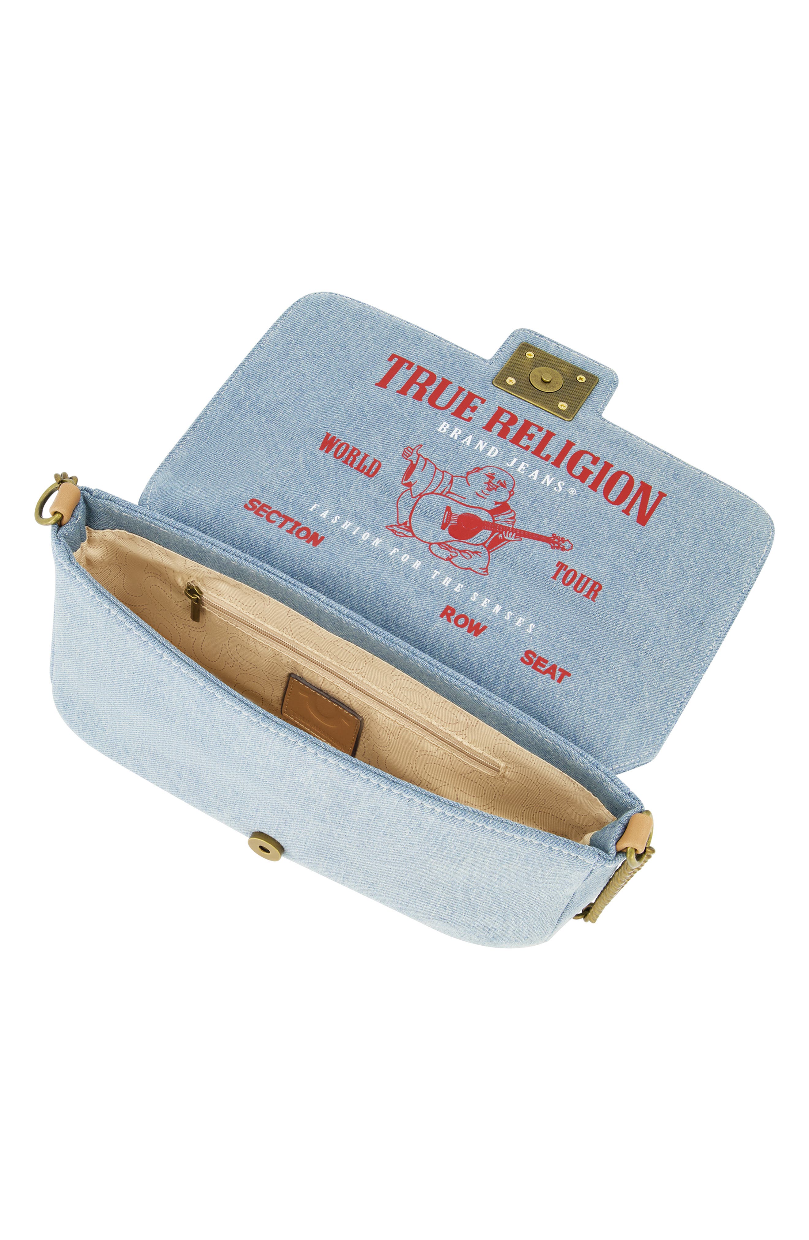 Denim Brass Hardware Flap, Alternate, color, LIGHT BLUE