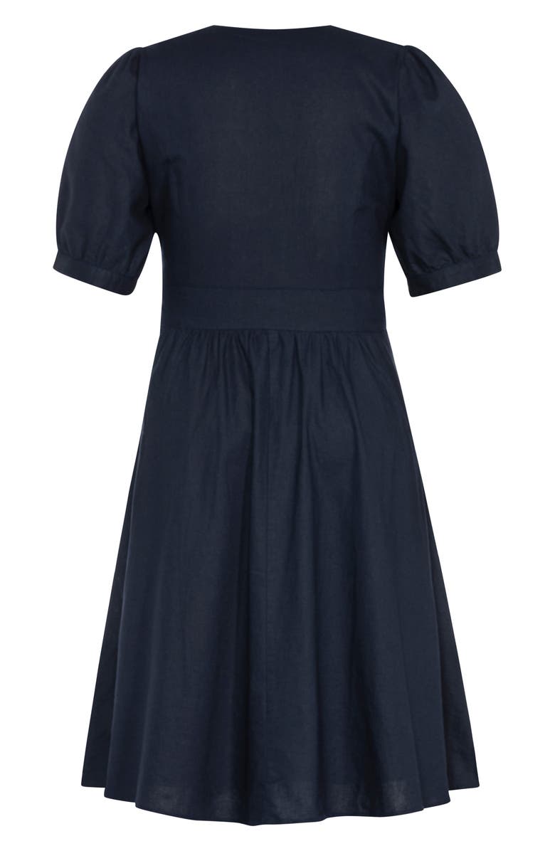 City Chic Luca Button-Up Linen & Cotton Dress, Alternate, color,