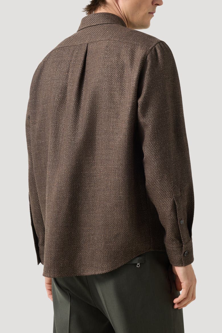 Virgin Wool-Linen Mix Shirt Heiko, Alternate, color, Dark brown