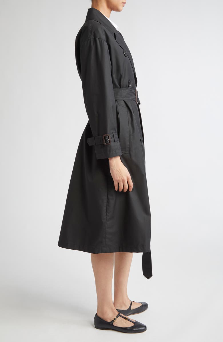 Max Mara Fiorito Water Repellent Twill Trench Coat, Alternate, color, Black